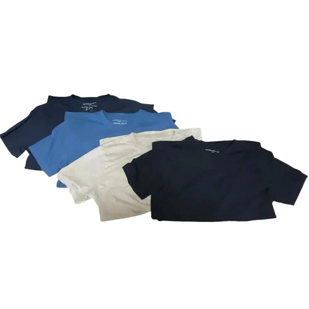 Bundle of 4 Banana Republic Men's Beige Black Blue Crew T Shirt Tee Top Size S